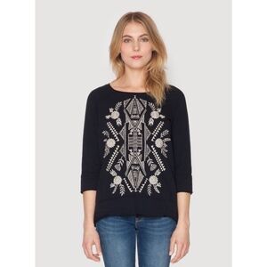 JW Los Angeles Johnny Was Black Embroidered Shirt Women's Size Small